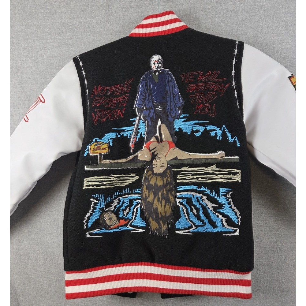 Brand X Friday the 13th Jason Camp Crystal Youth XS Varsity Jacket Halloween NEW